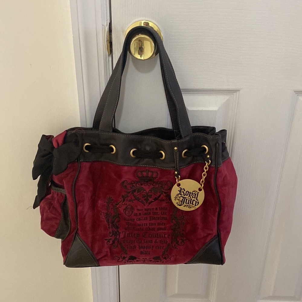 Brown and Maroon/burgundy Juicy Couture Tote Bag
